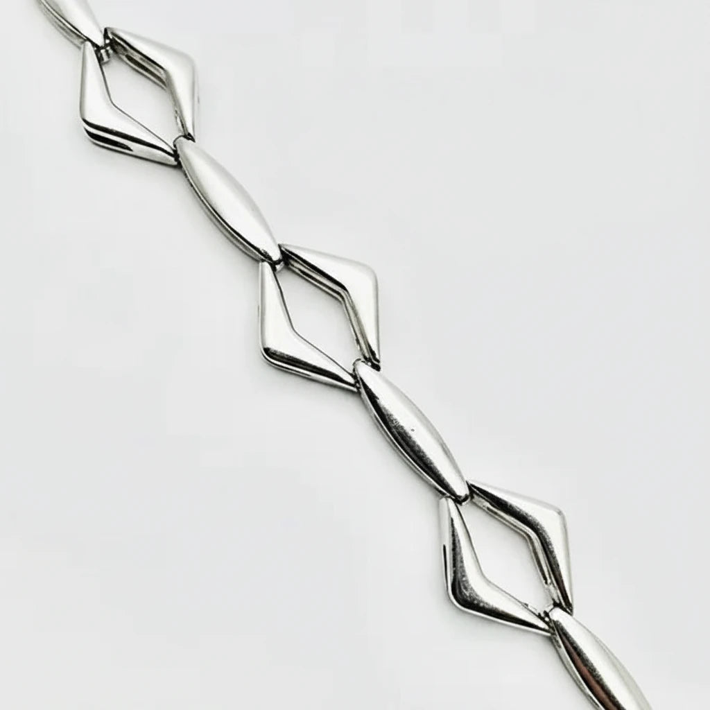 Women's 9ct WG Rigid Fancy Open Bar Link Bracelet