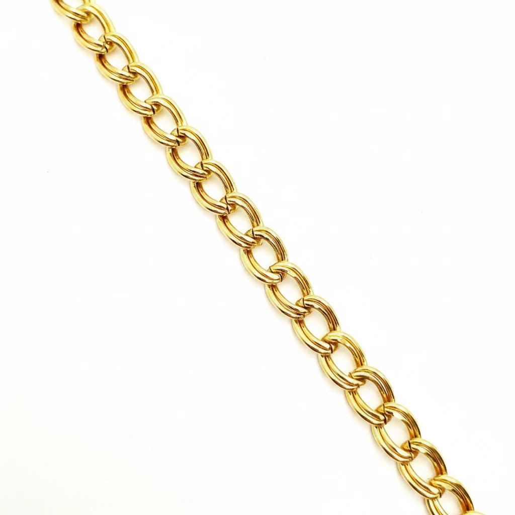 9ct YG Double Curb Link Bracelet