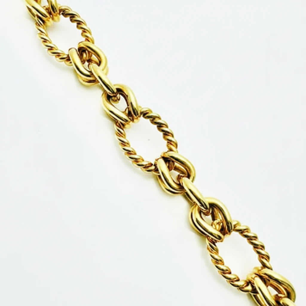 Women's 9ct YG Open Twisted Oval Fancy Link Bracelet