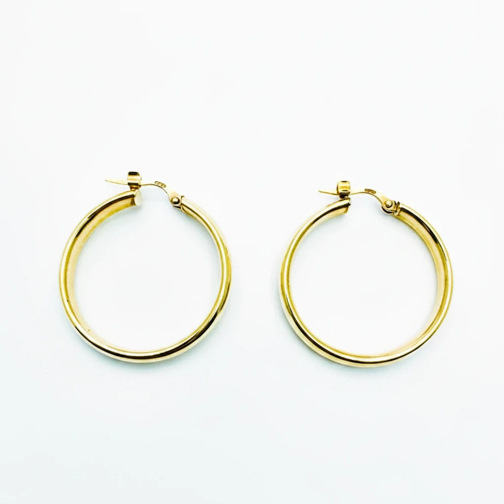 Medium 9ct YG Plain Hoop Earrings