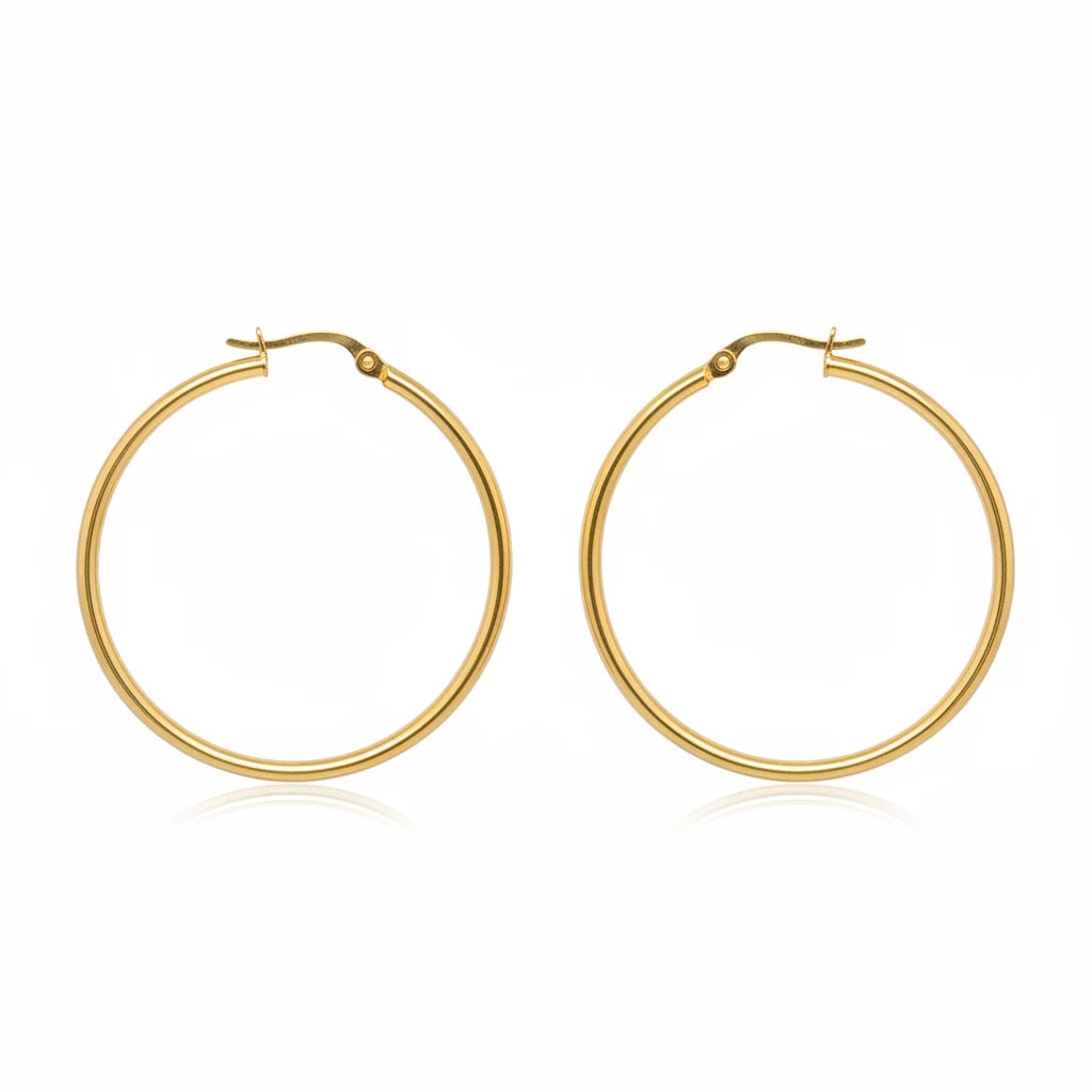 Large 9ct YG Thin Hoop Earrings