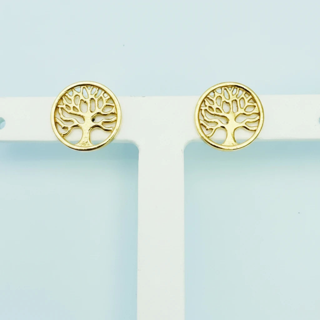 9ct YG Open Tree of Life Stud Earrings