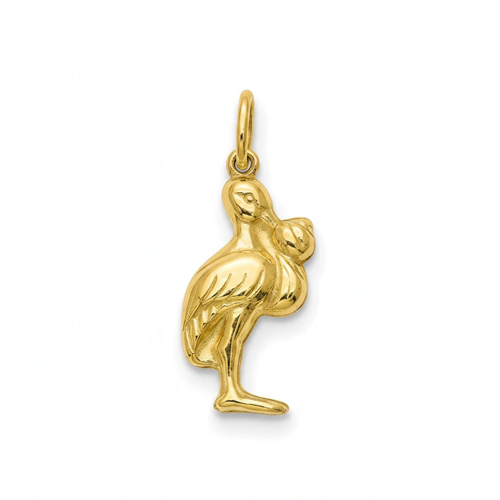 9ct YG Hollow Stork Charm