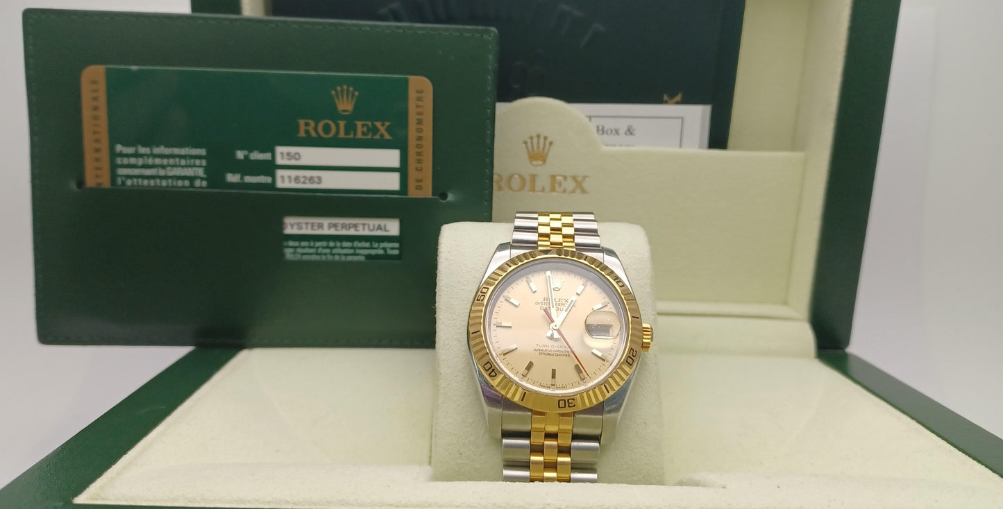36mm 2011 Men’s Rolex Two Tone Turn-O-Graph Watch