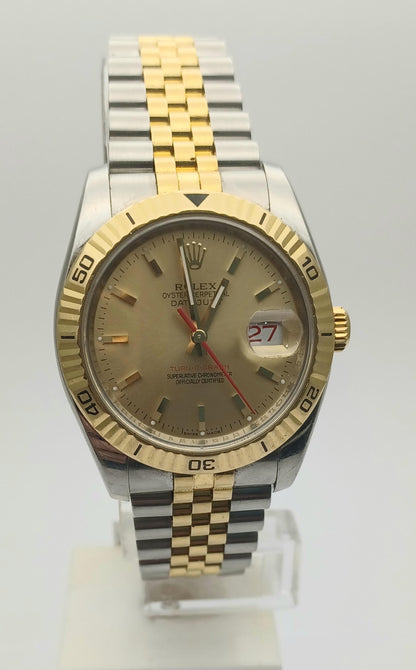 36mm 2011 Men’s Rolex Two Tone Turn-O-Graph Watch