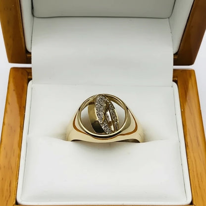 9ct YG Diamond Set Masonic Ring