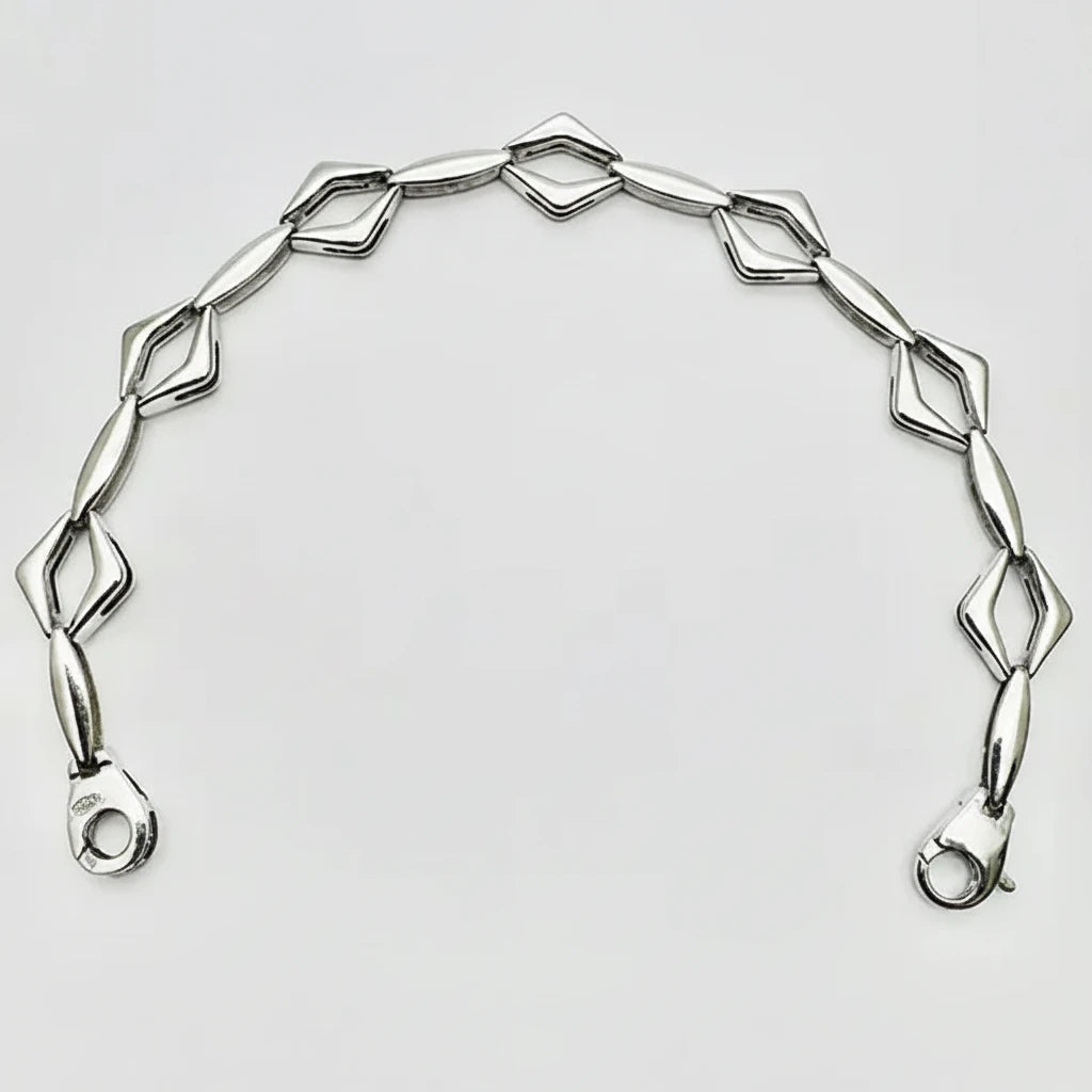 Women's 9ct WG Rigid Fancy Open Bar Link Bracelet