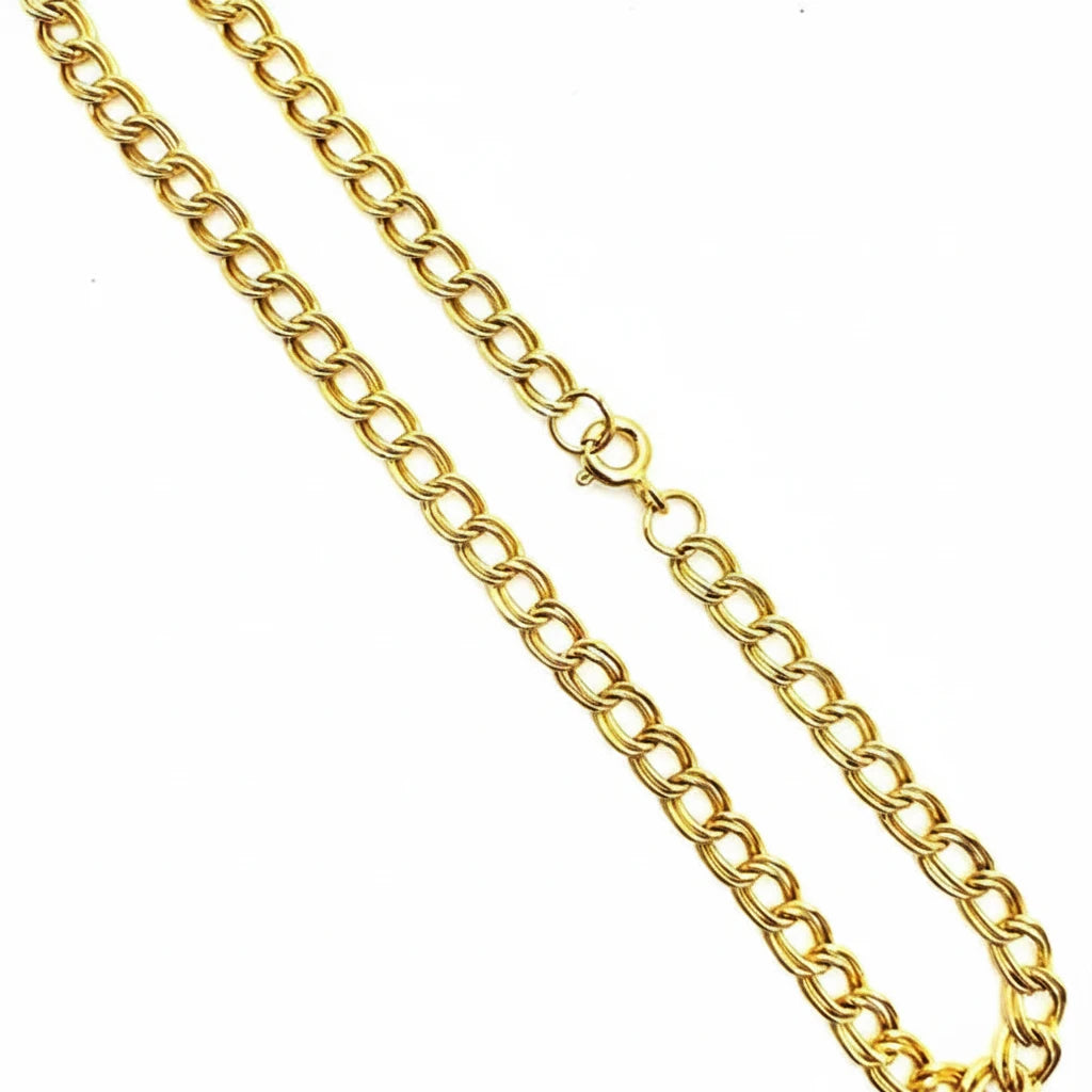 9ct YG Double Curb Link Bracelet