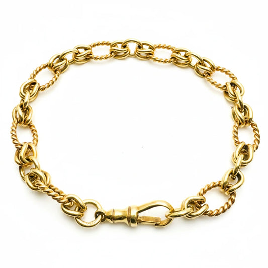 Women's 9ct YG Open Twisted Oval Fancy Link Bracelet