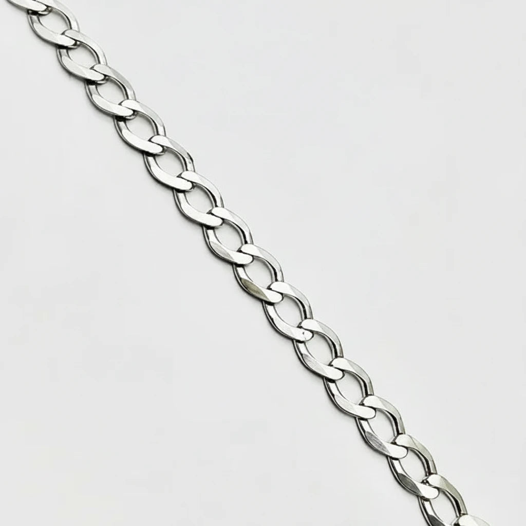 9ct WG XL Flat Curb Bracelet