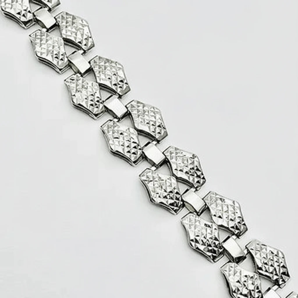 Women's 9ct WG Diamond Cut Double Link Bracelet