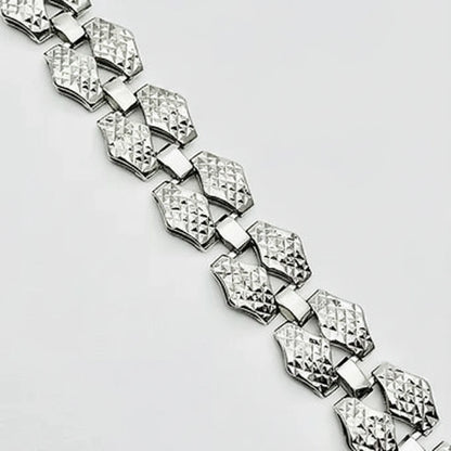 Women's 9ct WG Diamond Cut Double Link Bracelet