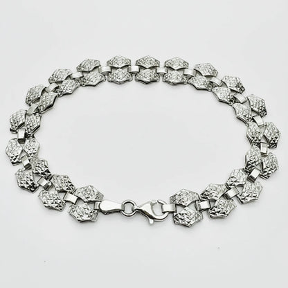 Women's 9ct WG Diamond Cut Double Link Bracelet