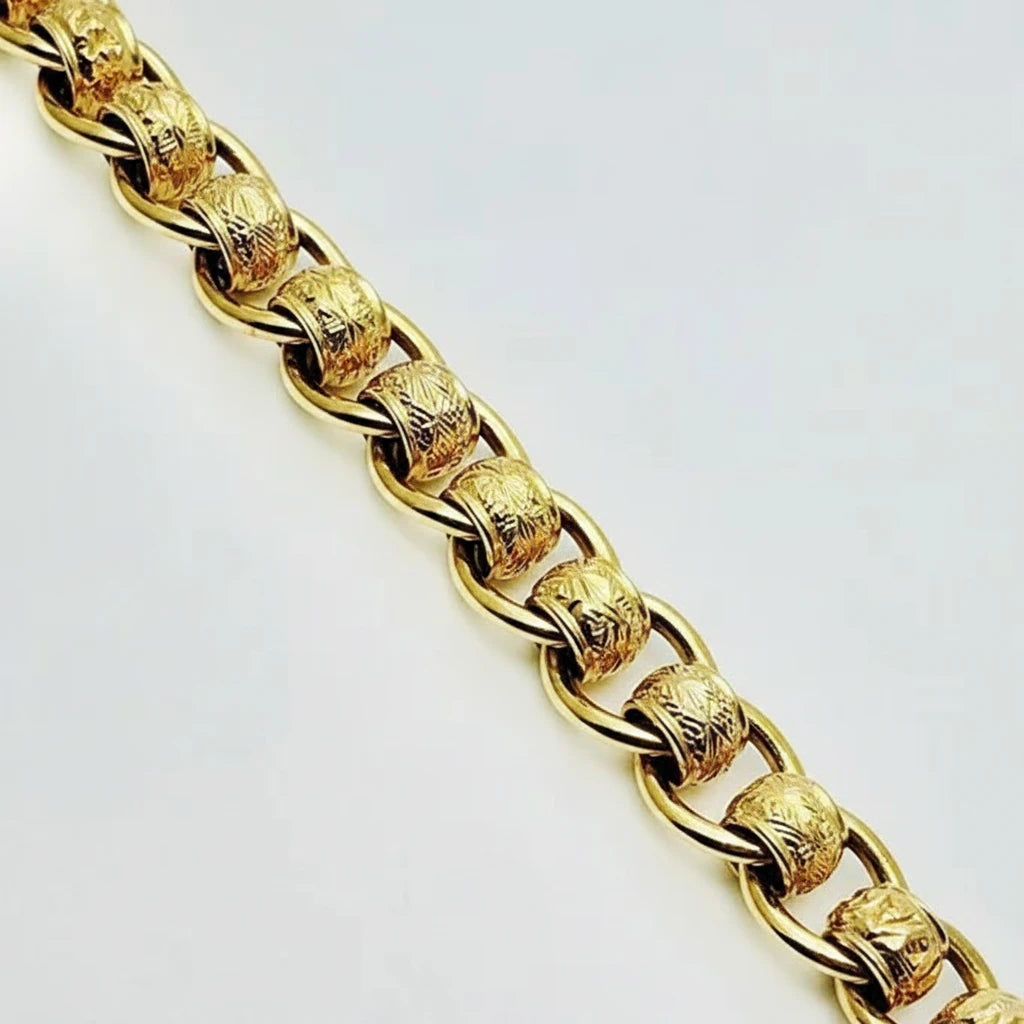 9ct YG Plain/Patterned Rollerball Bracelet