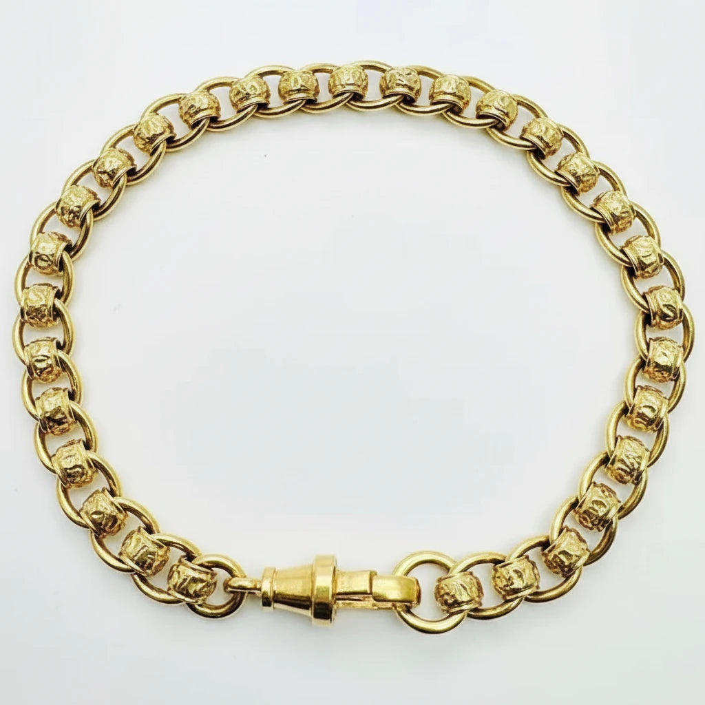 9ct YG Plain/Patterned Rollerball Bracelet