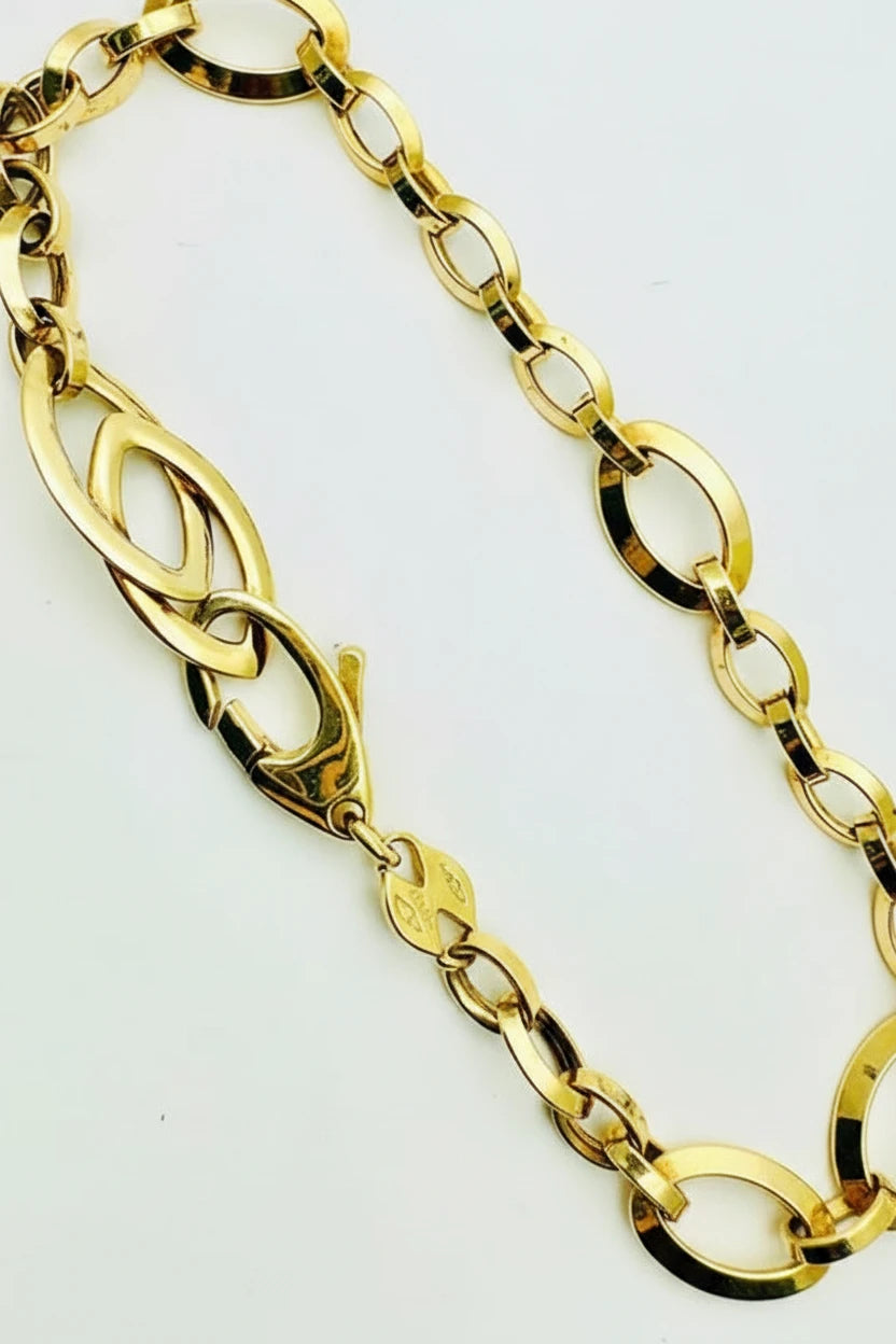 Women's 9ct YG XL Open Oval Link Bracelet