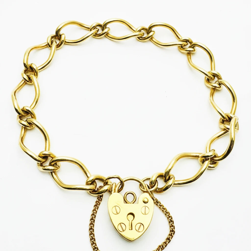 Women's 9ct YG Twisted Link Charm Bracelet