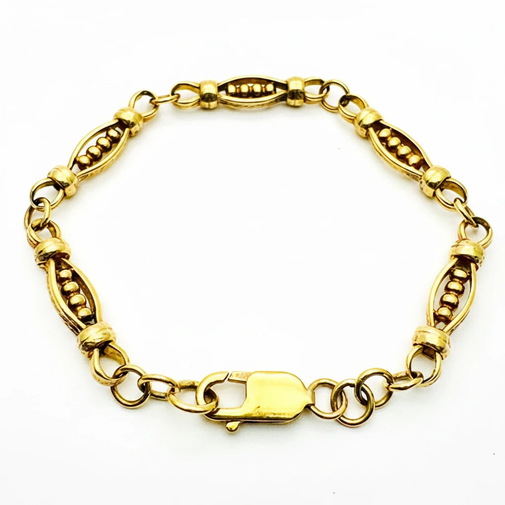 Women's 9ct YG Patterned Fancy Link Bracelet