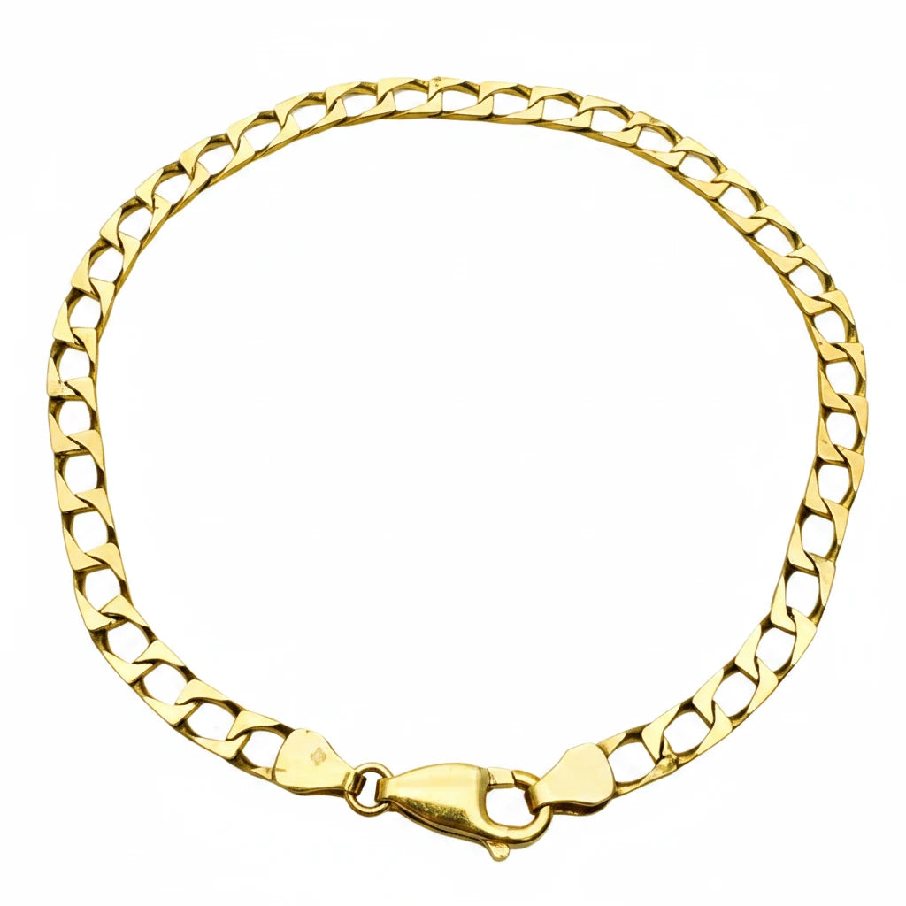 9ct YG Small Square Curb Bracelet
