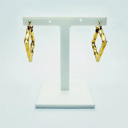 Medium 9ct YG Twist Square Creole Earrings