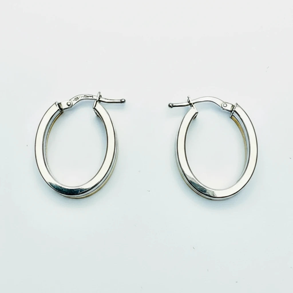 Medium 9ct Y&WG Oval Creole Earrings