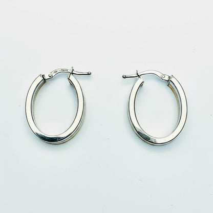 Medium 9ct Y&WG Oval Creole Earrings