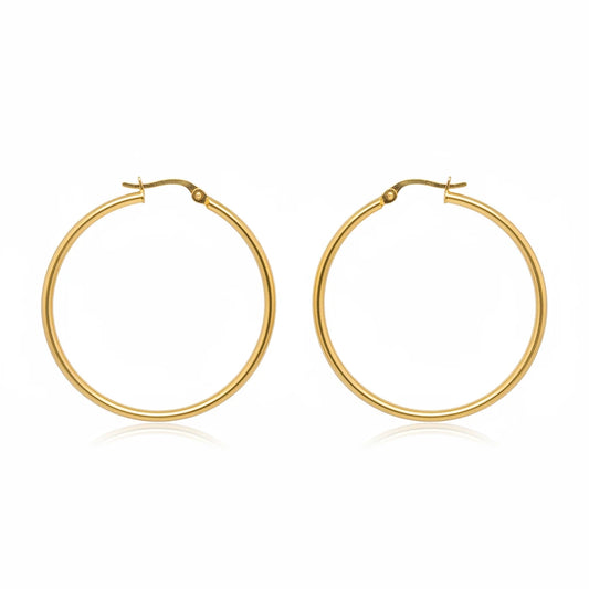 Large 9ct YG Thin Hoop Earrings