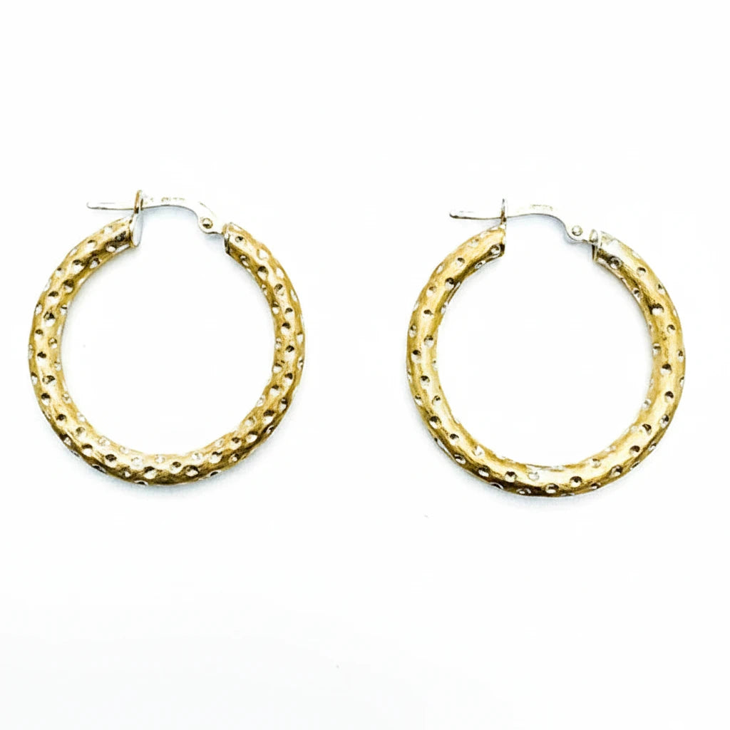 Medium 9ct YG and WG Spotted Hoop Earrings