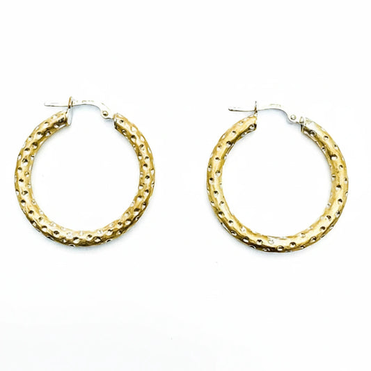 Medium 9ct YG and WG Spotted Hoop Earrings