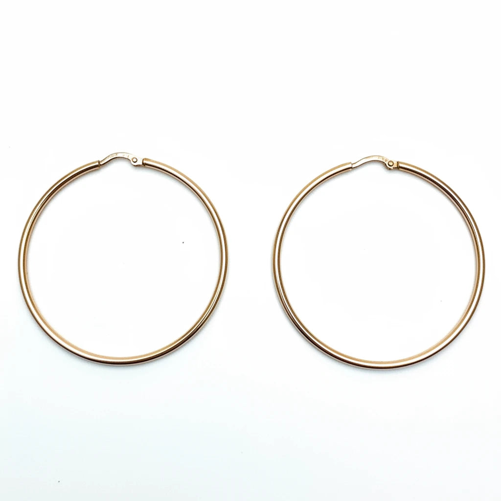 Large 9ct RG Thin Hoop Earrings