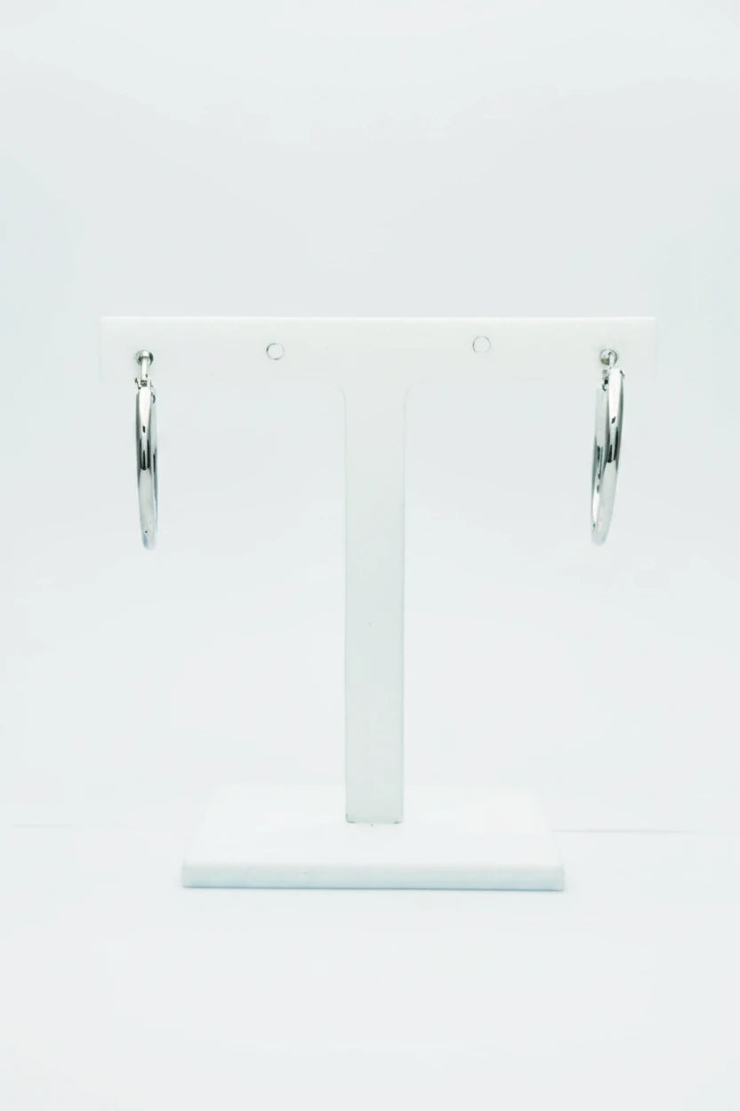 Small 9ct WG Plain Creole Earrings
