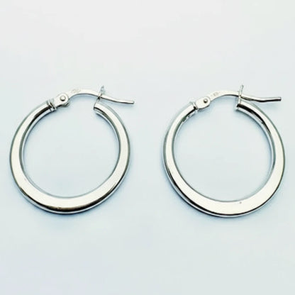 Small 9ct WG Plain Creole Earrings