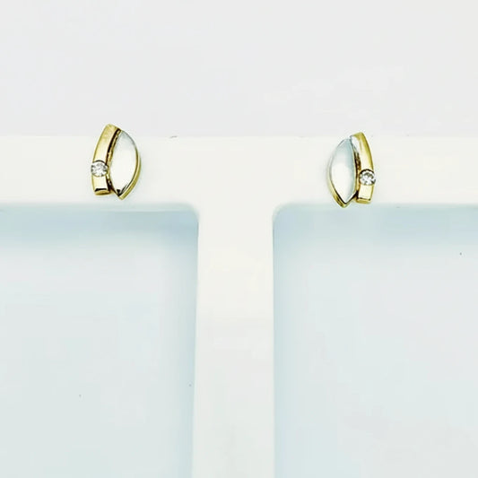 9ct Y&WG CZ set Stud Earrings