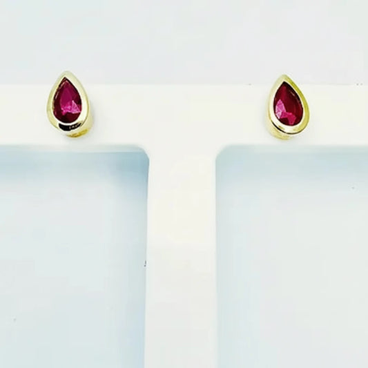 9ct YG Pear Shaped Ruby Stud Earrings
