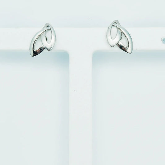 9ct WG Eye Shape Crossover Stud Earrings