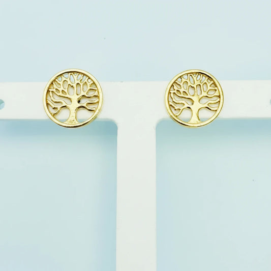 9ct YG Open Tree of Life Stud Earrings