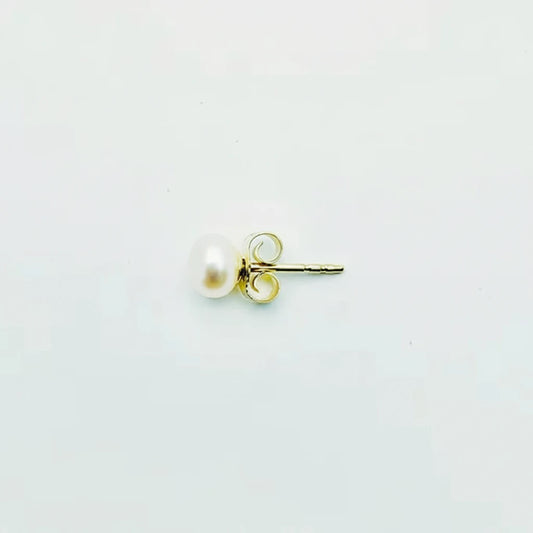 14ct YG Single Stone Pearl Stud Earrings
