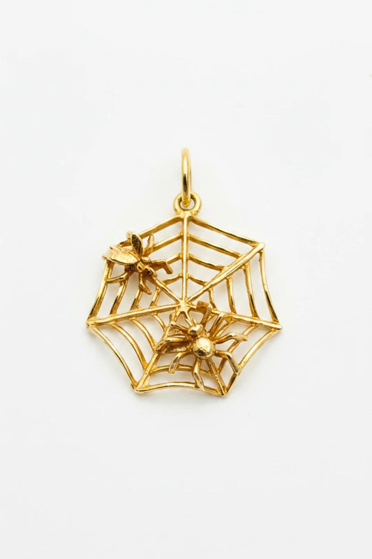 9ct YG Spider and Fly on Web Charm