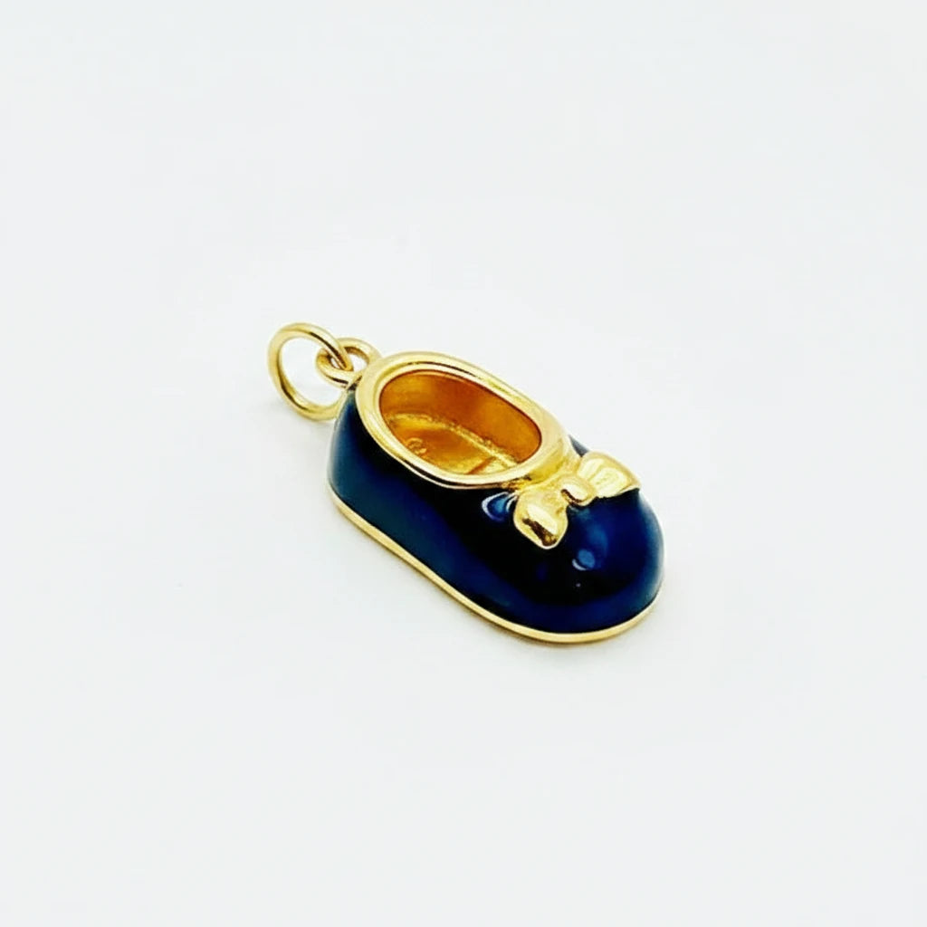 9ct YG Dark Blue Enamelled Bootie Charm