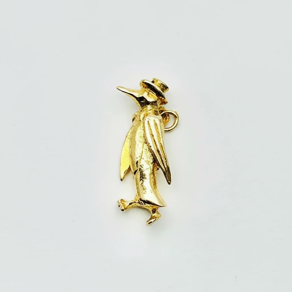 9ct YG Penguin with Hat Charm