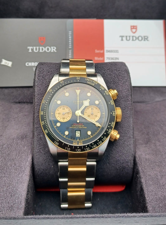 41mm 2019 Men's 18ct YG and Steel Tudor Black Bay Chronograph Watch