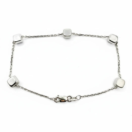 Women’s 9ct WG Brushed/Polished Block Bracelet
